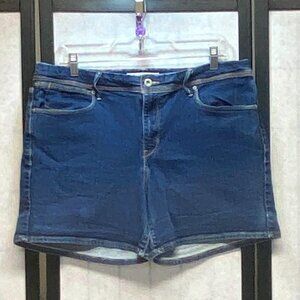 Levi's High Rise Embroidered Long Cuffable Denim Jean Shorts Medium Wash 33